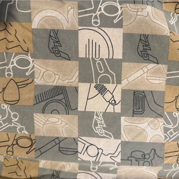 Vintage Harley Davidson Hawaiian Shirt All Over Print Men's 2XL Green/Tan Check - Picture 3 of 12